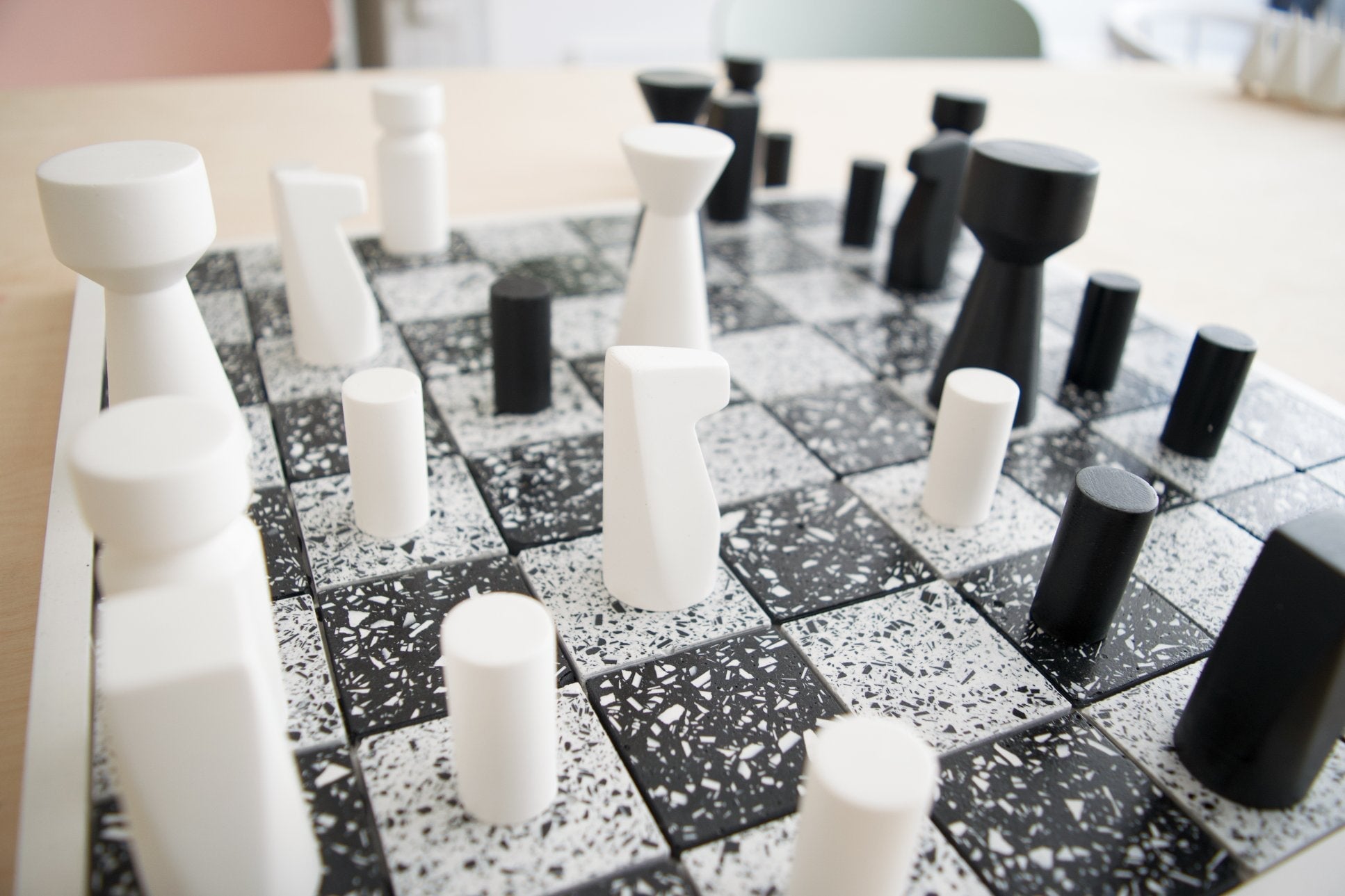 Schaakbord - Terrazzo Wit & Zwart Bordspellen House Raccoon